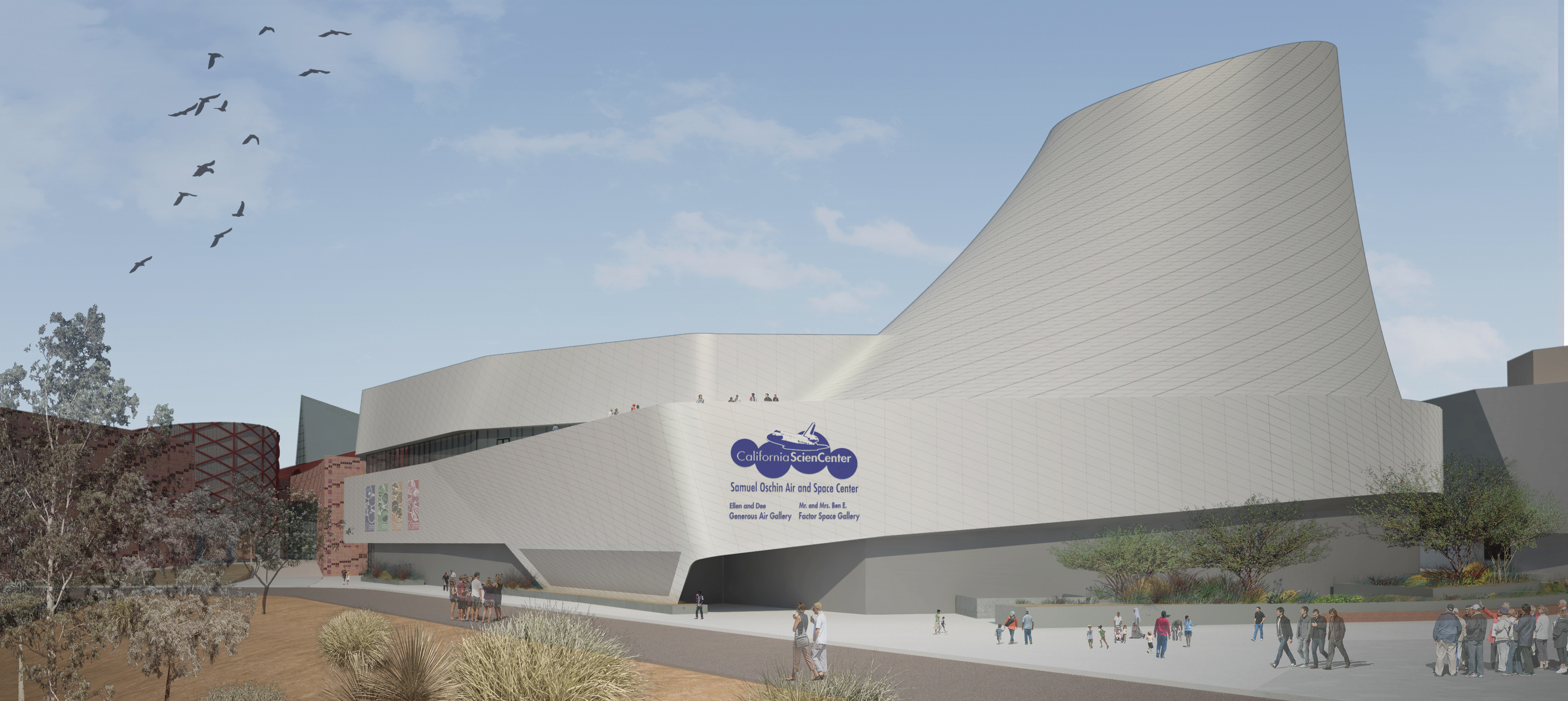 Rendering of the Samuel Oschin Air and Space Center from the Southeast