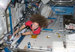 Astronaut Sandra Magnus works inside the International Space Station