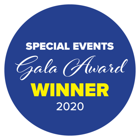 Blue Circular Badge which reads 'Special Events Gala Award Winner 2020'