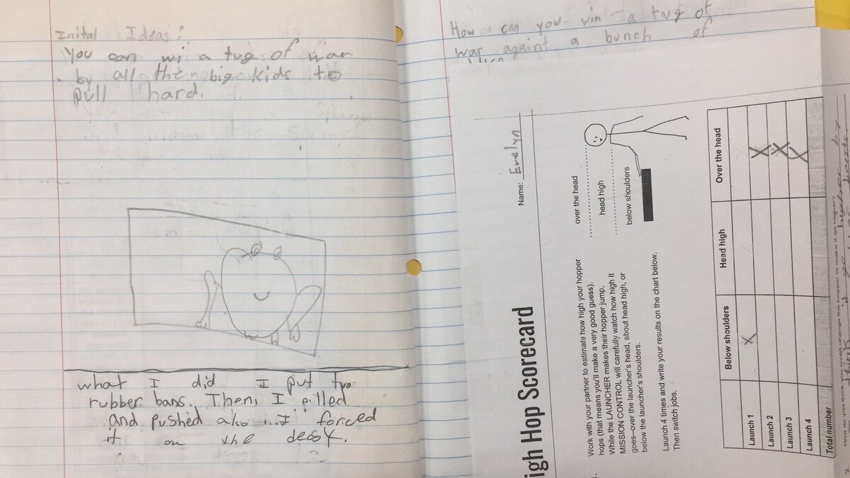 Student notebook featuring third grade physical science content